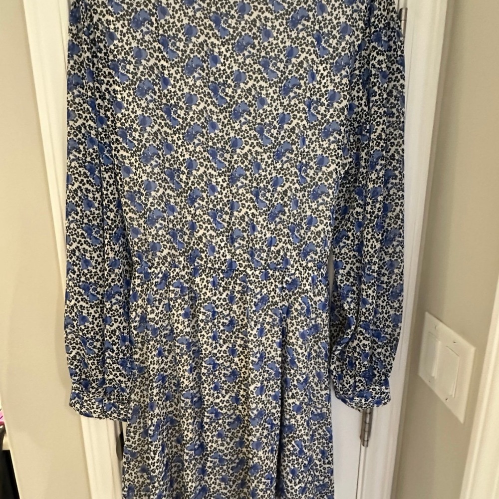 Express Blue and White Floral Long Sleeve Dress - Picture 5 of 6